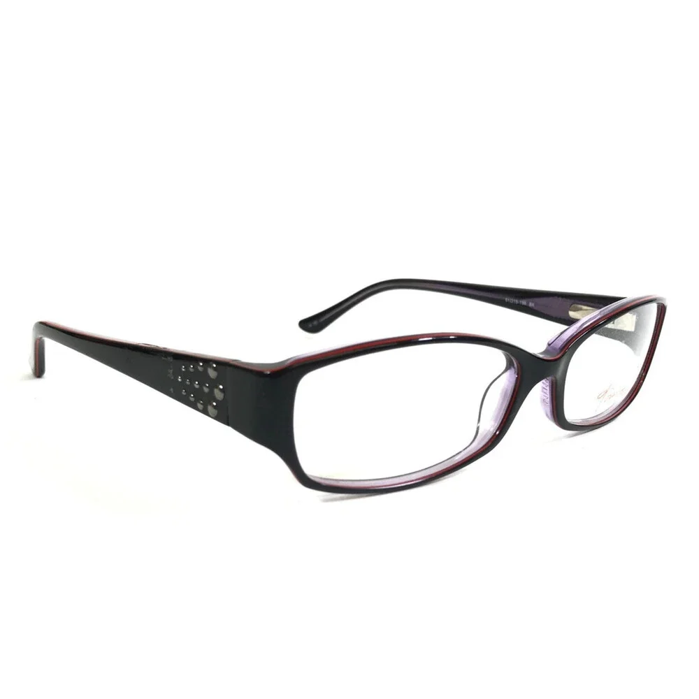 Thalia Eyeglasses Frames AMIGA BK Black Purple Rectangle Full Rim 51-15-130